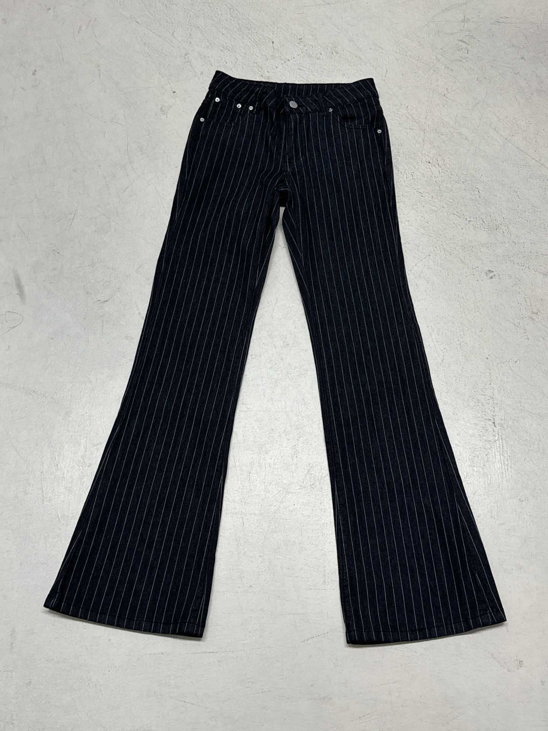 Dame slagjeans med vertikale striper og høy midje Skjora