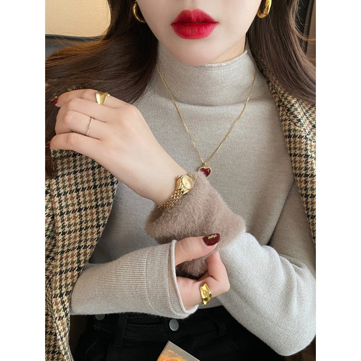 Damer Elegant Turtleneck Genser laget av Mykt Stoff Skjora