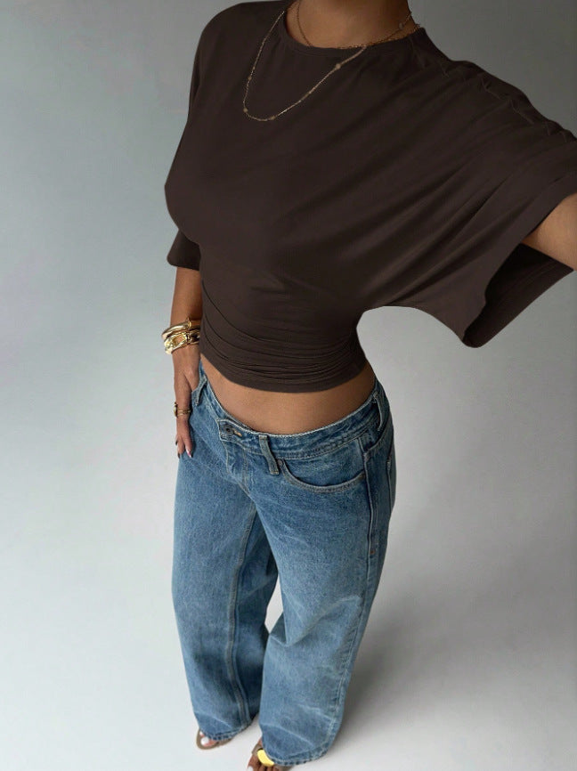 Dame Korteermet Crop-Top Skjora