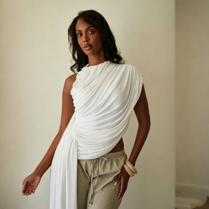 Women's Elegant Asymmetrical Draped Top Skirt