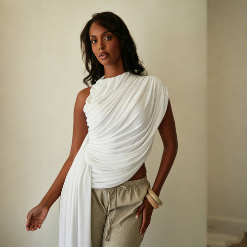 Women's Elegant Asymmetrical Draped Top Skirt