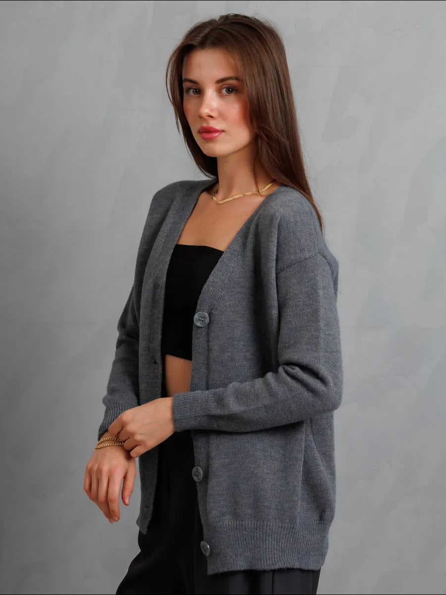 Dame koselig cardigan med knappdesign Skjora