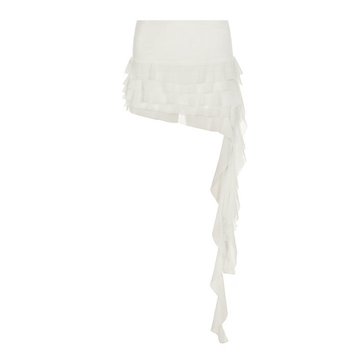 Dame asymmetrisk volangskjørt med elegant drapering Skjora
