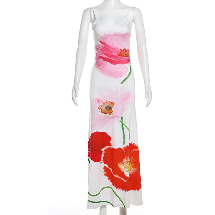 Dame maxikjole med blomsterdesign Skjora