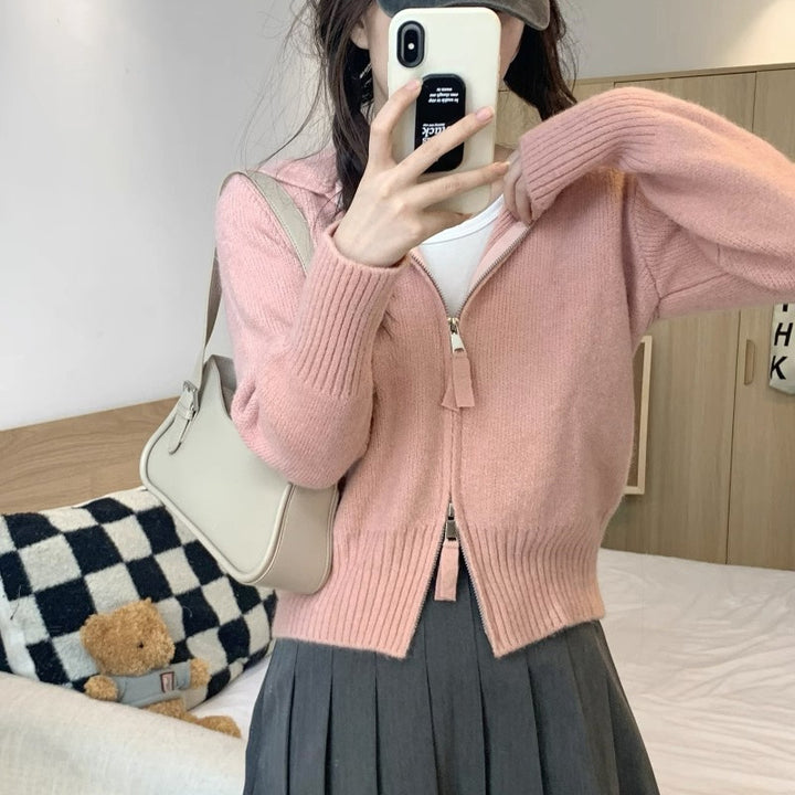 Dame cardigan med høy-kvalitet stoff og moderne glidelås Skjora