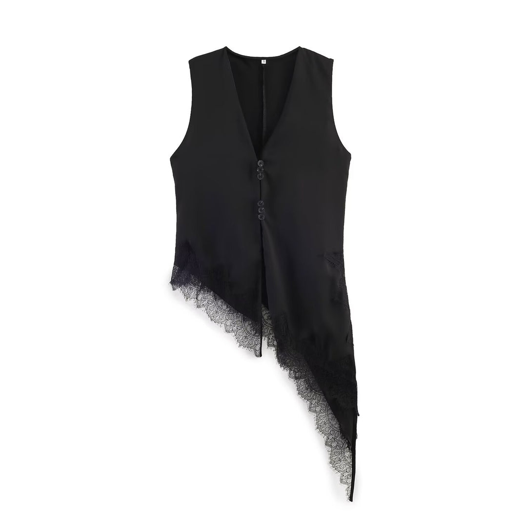 Damer asymmetrisk vest med elegant spiss Skjora