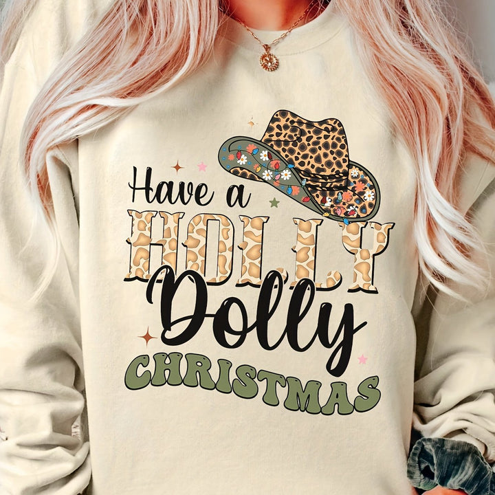Dame sweatshirt med kreativt julemotiv og stilige bokstaver Skjora