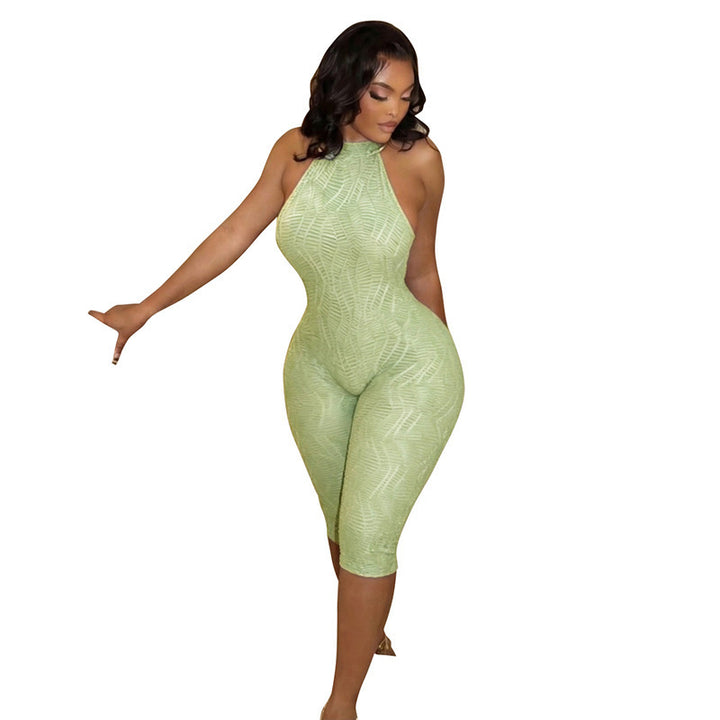 Dame Figurtilpasset Jumpsuit med Halterneck og raffinerte teksturer Skjora