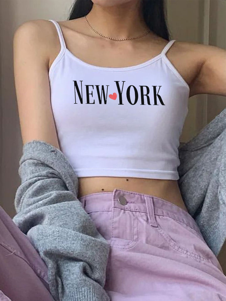 Dame Crop-Top med trendy skrift Skjora