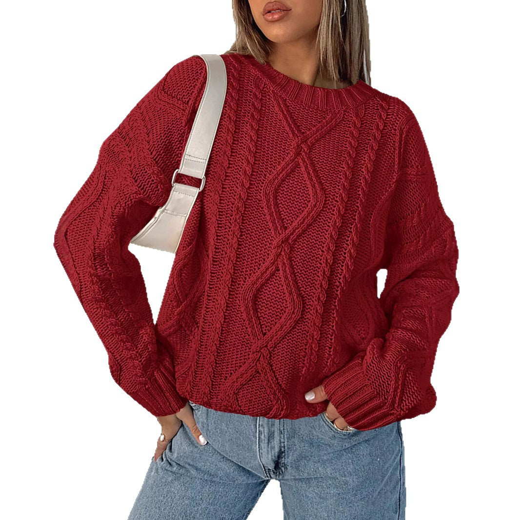 Kvinnes chunky strikket genser med kabeldesign Skjora