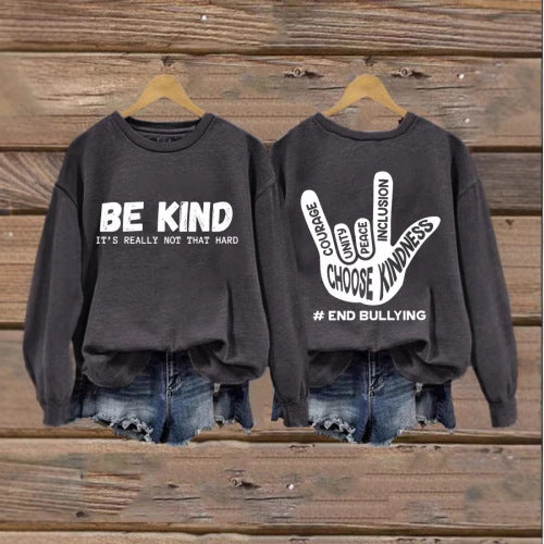 Dame sweatshirt med positiv melding og kreativ hånddesign Skjora