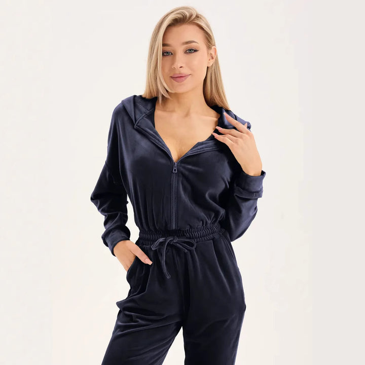 Damer fløyelshette jumpsuit Skjora