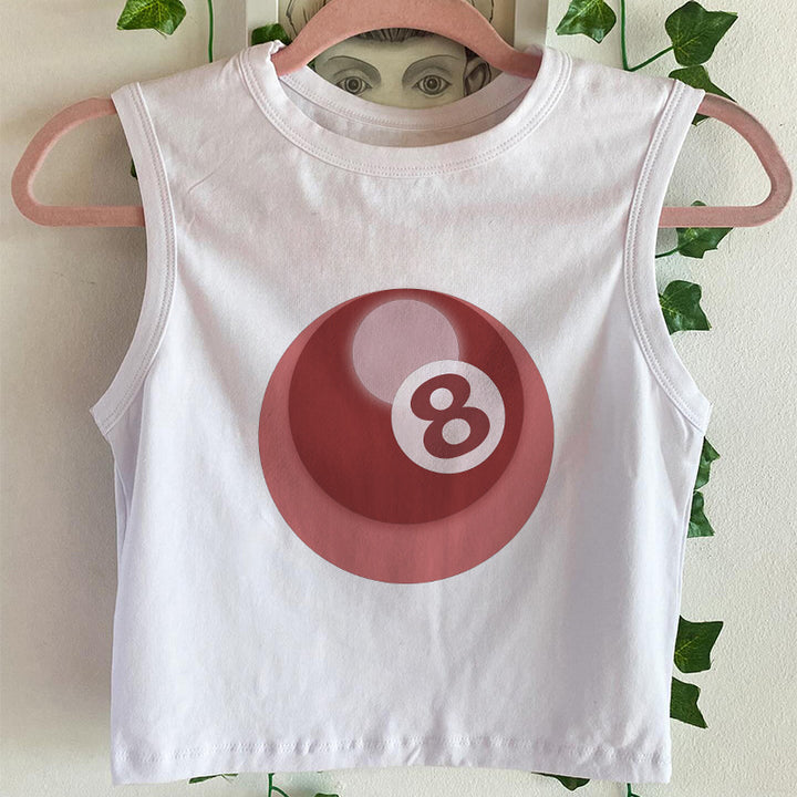 Dame ermeløs tanktop med kreativt biljardmotiv Skjora