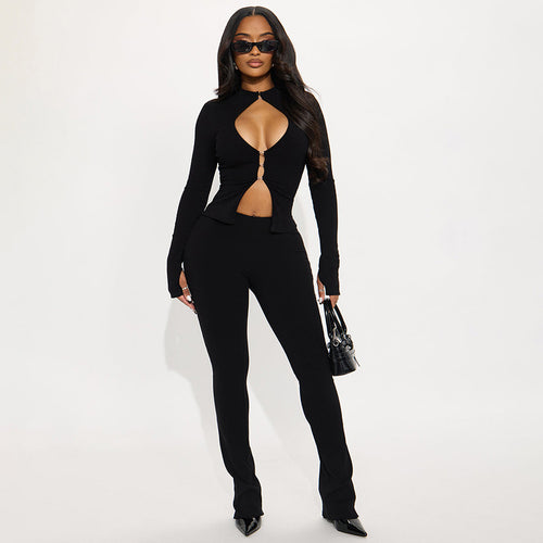 Dame Cut-Out Jumpsuit med elegant ståkrage og figurtilpasset snitt Skjora