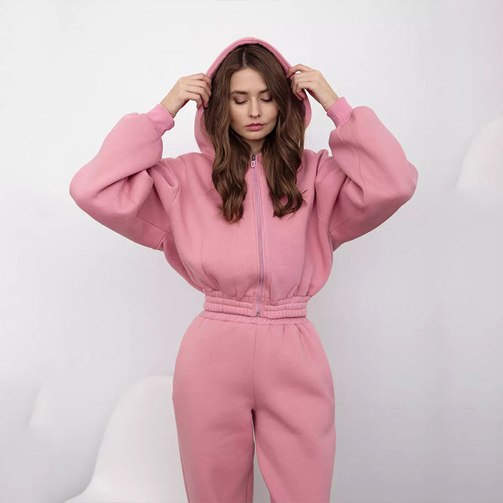 Dame Oversized Hoodie med sporty snitt og elastisk midje Skjora