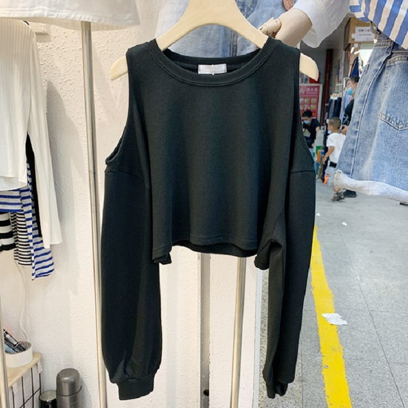 Kvinnenes casual crop topp med lange ermer