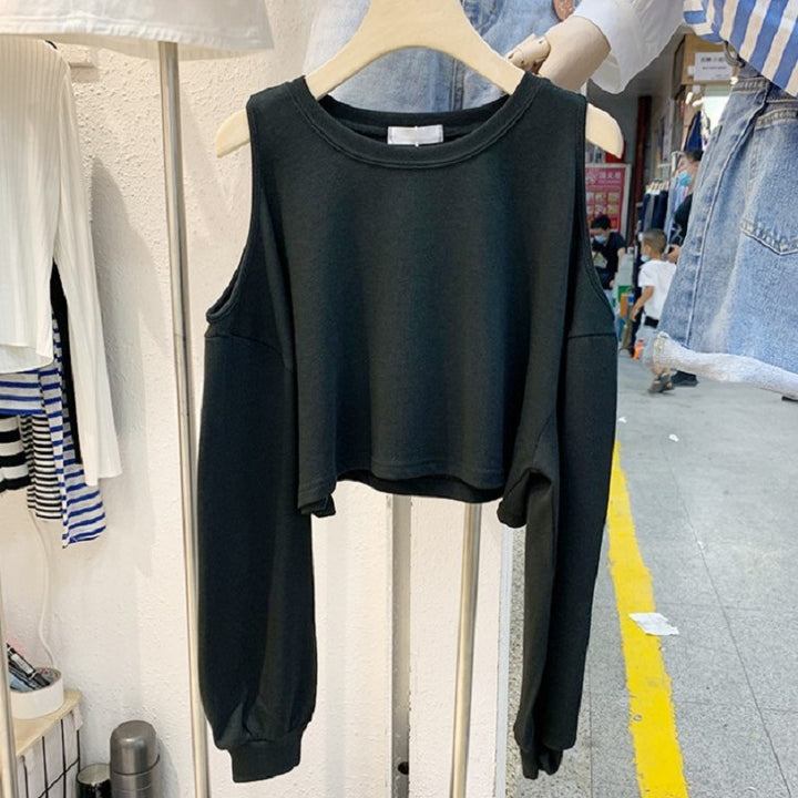 Kvinnenes casual crop topp med lange ermer