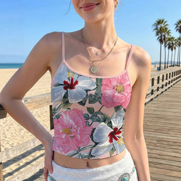 Damen Trägershirt mit lebhaftem Blumenmuster und elastischem Abschluss Skjora