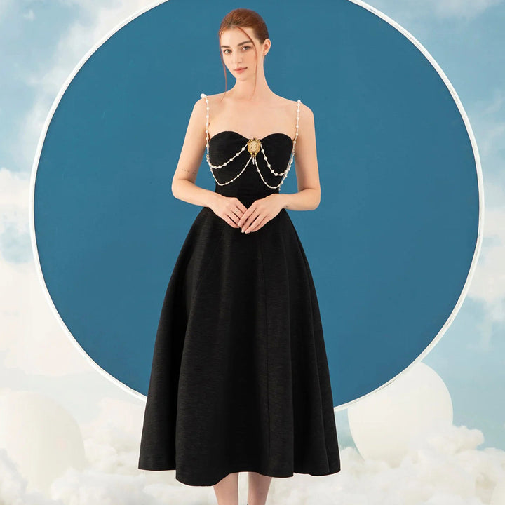 Damer Elegant Vintage-kjole med perlepynt Skjora