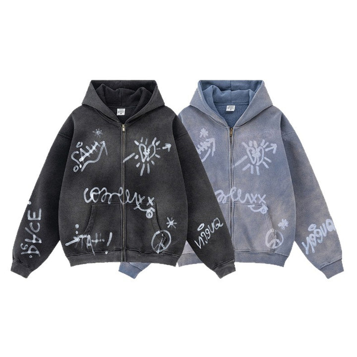 Dame Graffiti Print Hoodie Skjora