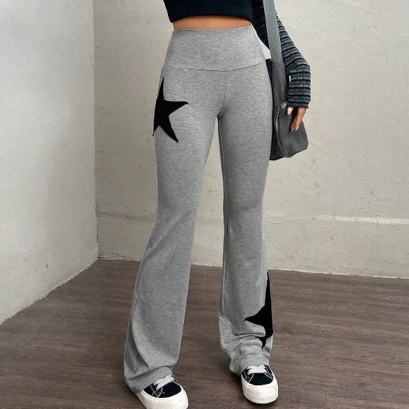 Damer ledige Bootcut-Leggins med stjernemotiv Skjora