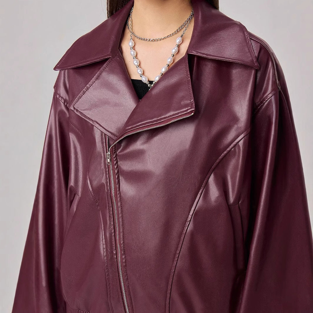 Dames faux skinnjakke i trendy oversized stil med smale glidelåsdetaljer Skjora