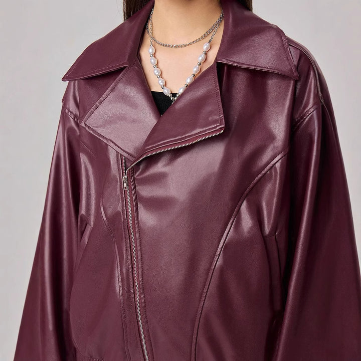 Dames faux skinnjakke i trendy oversized stil med smale glidelåsdetaljer Skjora