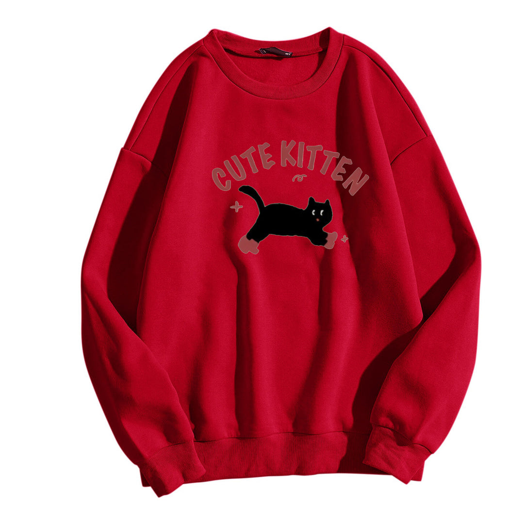 Damegen Sweatshirt med kattemotiv Skjora
