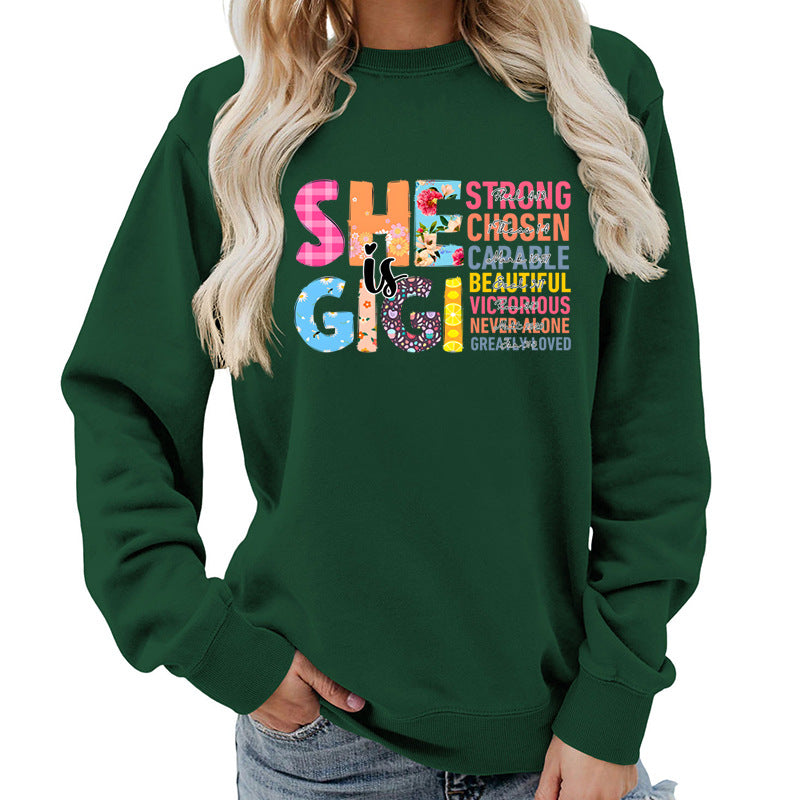 Kvinne sweatshirt med inspirerende tekstdesign Skjora