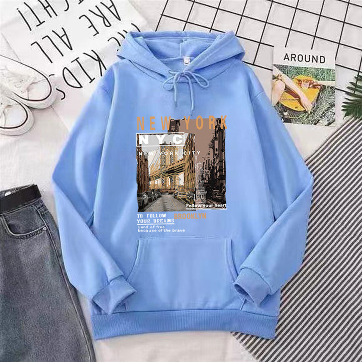 Damen Kapuzenpullover mit stylischem New York Druck Skjora
