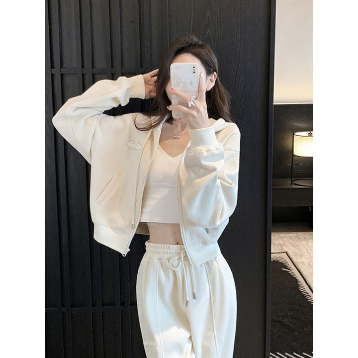 Kvinners Cozy Crop Jacket med lommer og avslappet snitt Skjora