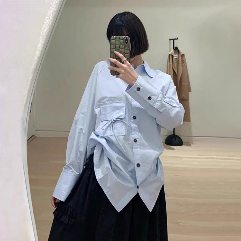 Dame Løs Oversize Skjorte med Knappledd Skjora