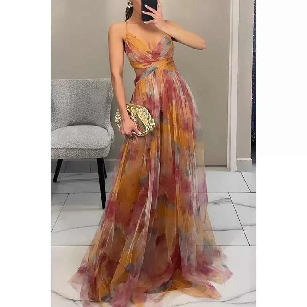 Kvinnelignende Elegant Bryllupsdrakt med Flytende Chiffon og Utskjæringsdetaljer Skjora