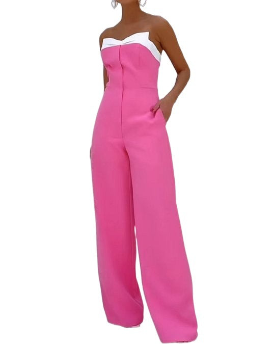 Dame Elegant Jumpsuit med Hjerteformet Utringning og Bred Ben Skjora