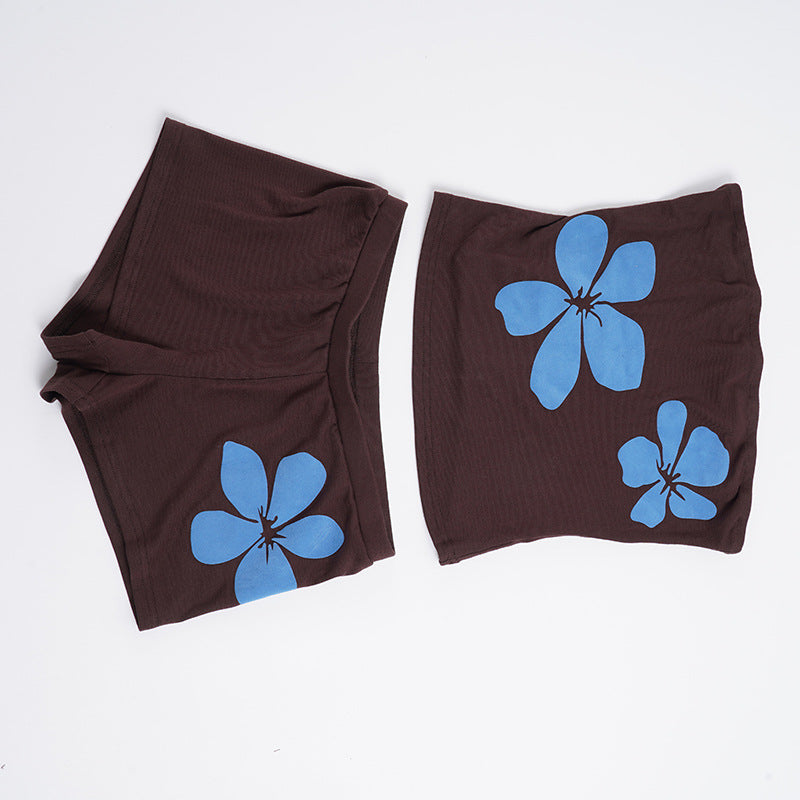 Damer korte leggings med blomsterdesign Skjora