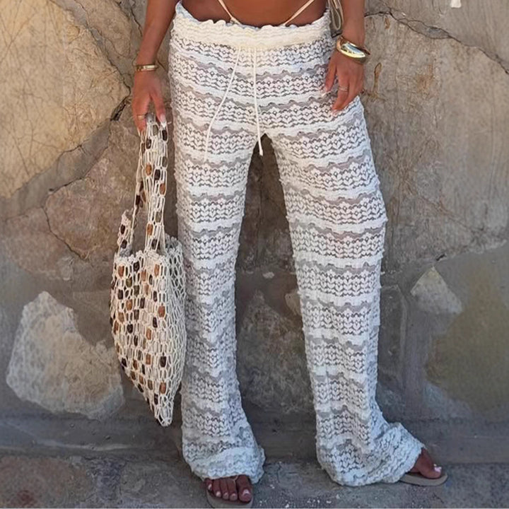 Dame fotløs Boho-bukse med broderte detaljer Skjora