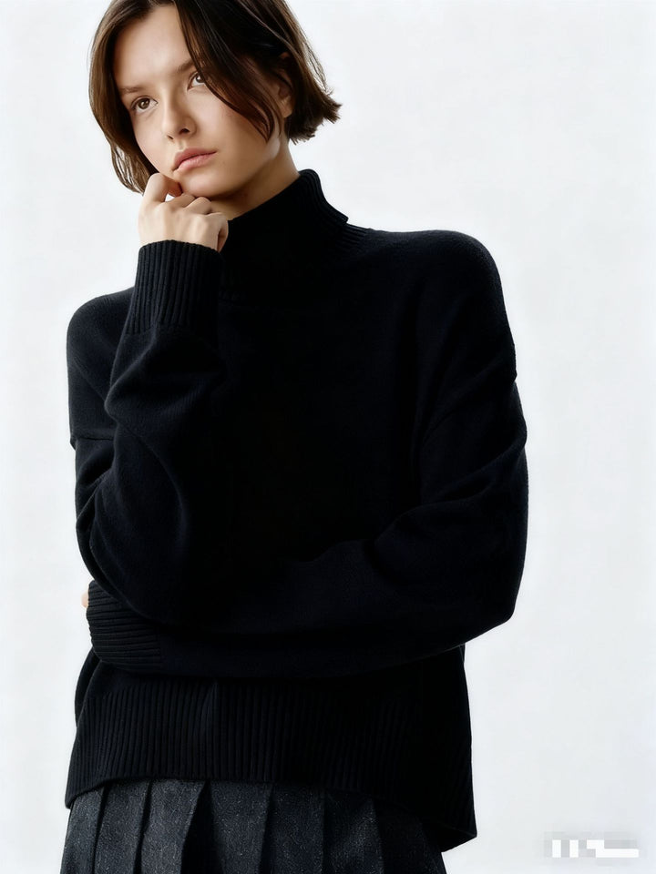 Damer Cozy Turtleneck Genser med Oversized Snitt og Fin Ribbestruktur Skjora