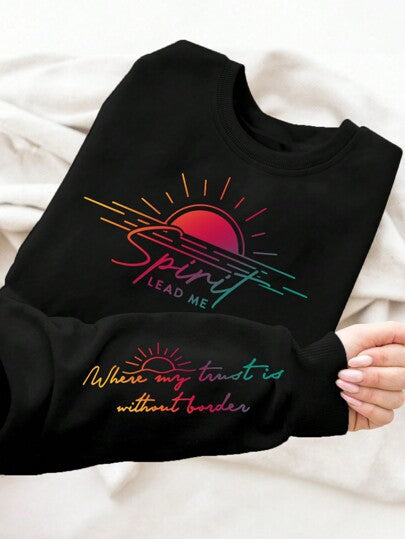 Damesweatshirt med inspirerende trykk og mykt flytende stoff Skjora