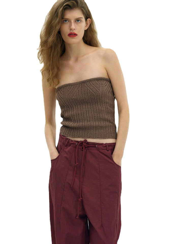 Dame Ribbstrikket Bandeau-Topp Skjora