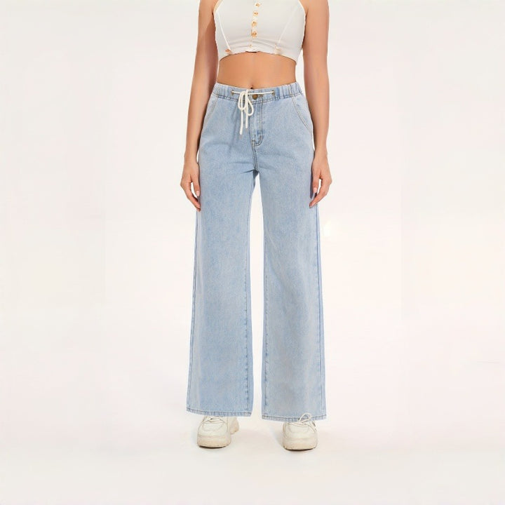 Dame brede jeans med elastisk midje og avslappet passform Skjora