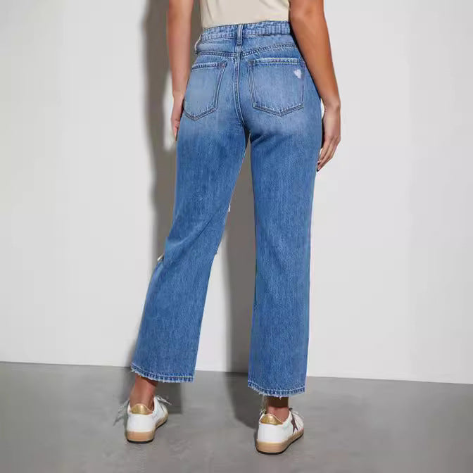 Dame Ødelagte Jeans i modig Bootcut-stil Skjora