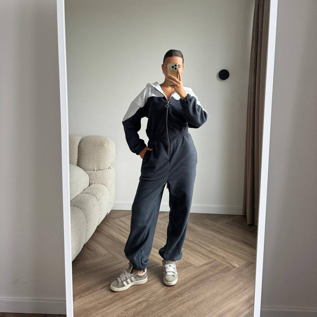Dame fleece jumpsuit med høy krage og praktiske lommer Skjora