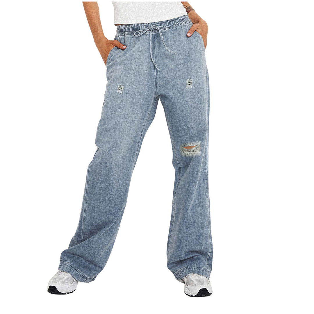 Dame casual vid denim-bukser med elastisk linning Skjora