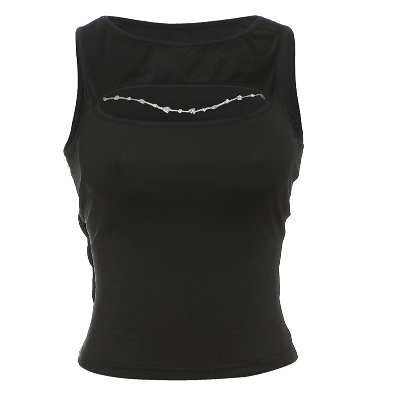 Dame Trendy Tanktop med dekorativt cut-out og motetrendy detaljer Skjora