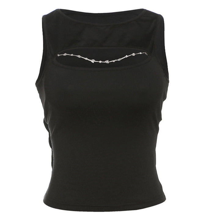 Dame Trendy Tanktop med dekorativt cut-out og motetrendy detaljer Skjora