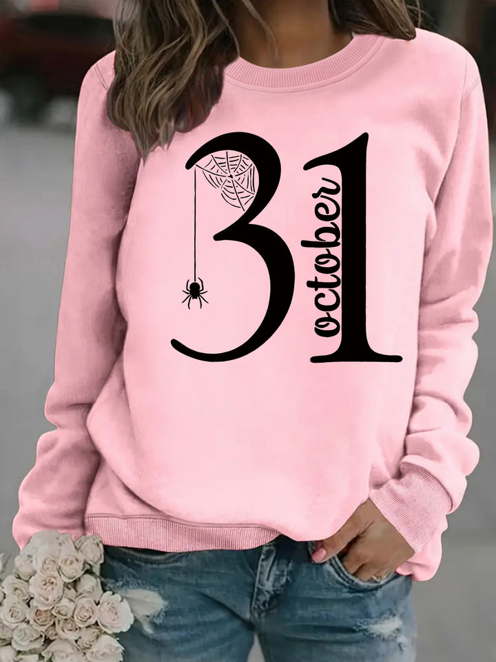 Kvinne sweatshirt med kreativ Halloween motiv og komfortabel passform Skjora