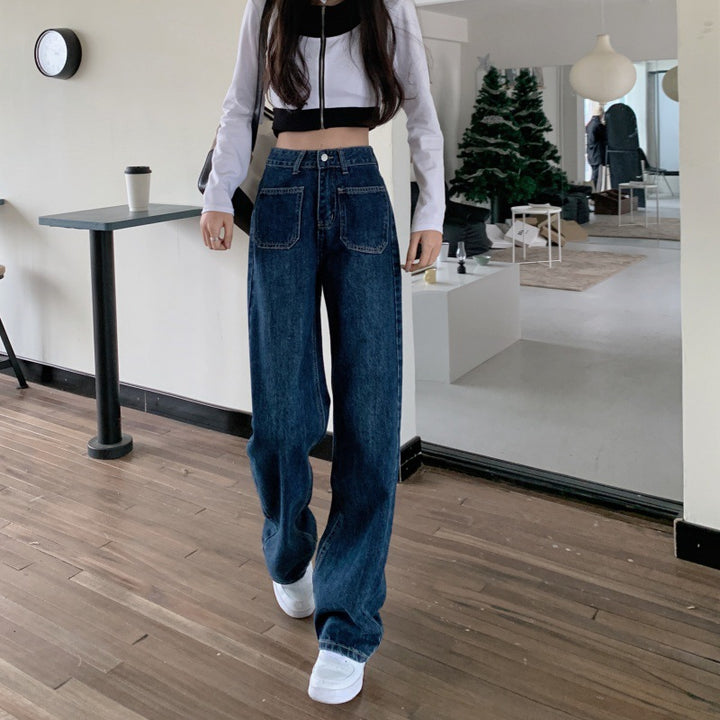 Kvinners Løse Høyt Liv Jeans Skjora