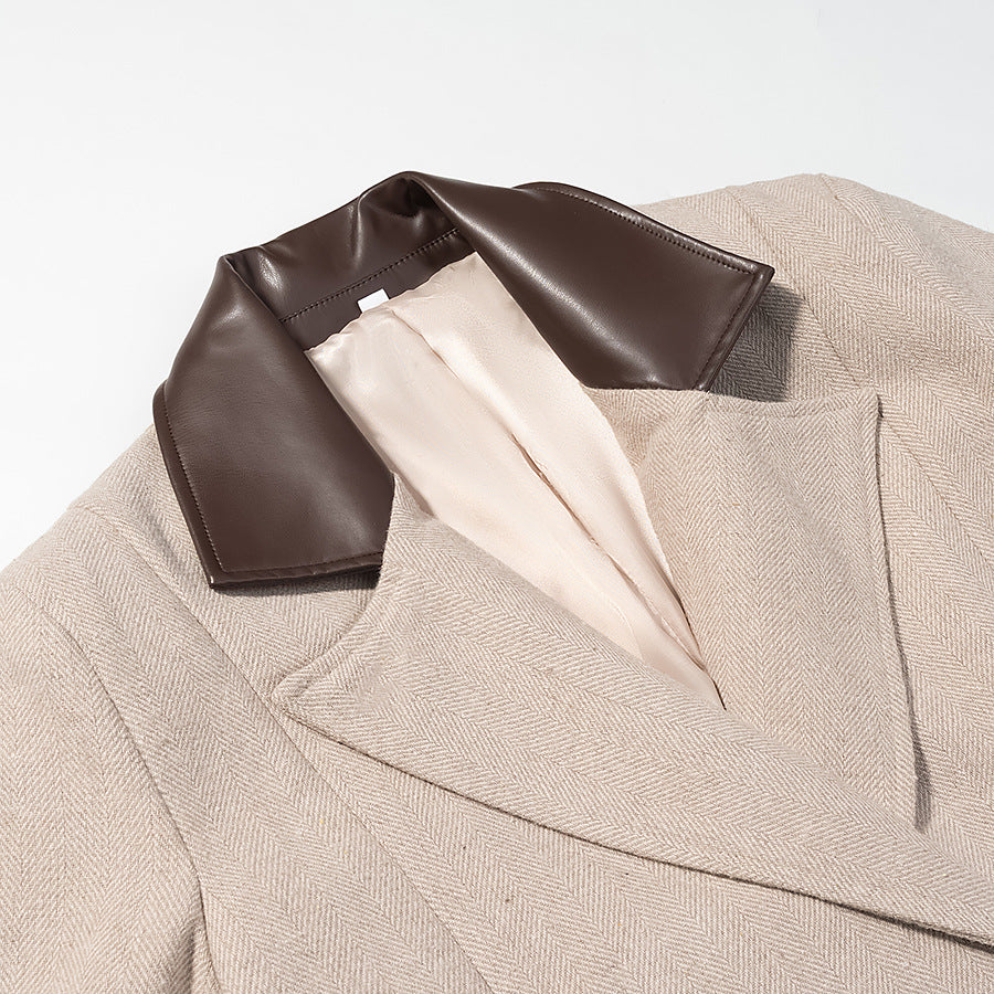 Damer Elegant Trench Coat med Belte og Finsydd Krage Skjora