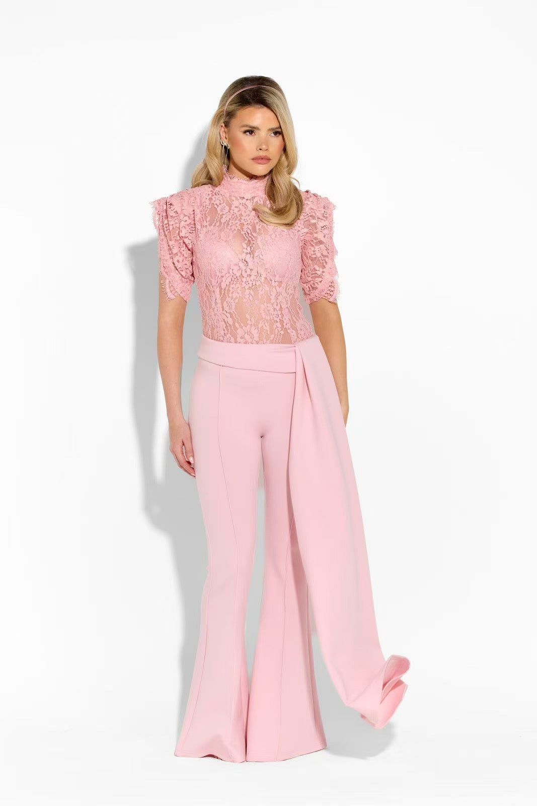 Dame Elegant Flared-Bukser med sidelangs Draperingseffekt Skjora