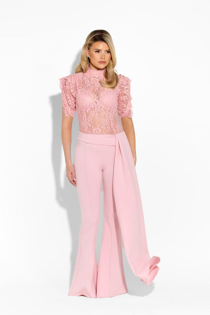 Dame Elegant Flared-Bukser med sidelangs Draperingseffekt Skjora